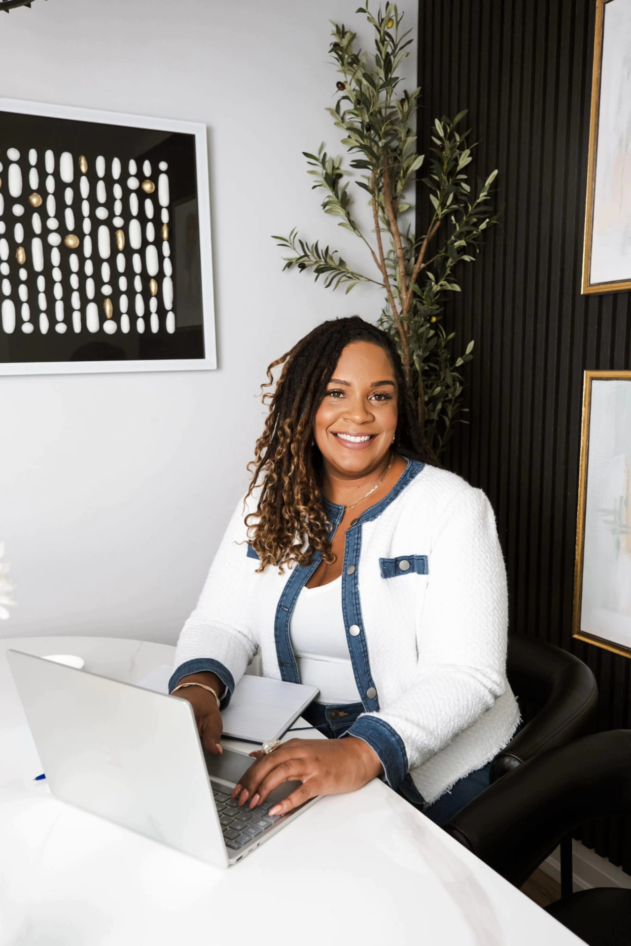 Jennifer Beckford working at her desk